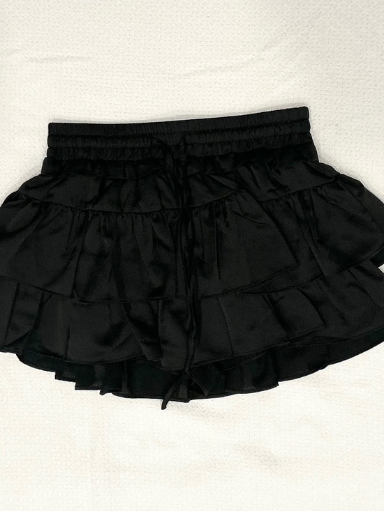 Day + Moon Dresses & Skirts - Day + Moon Women’s Black Satin Ruffled Tiered Mini Skirt - Small - worn once!